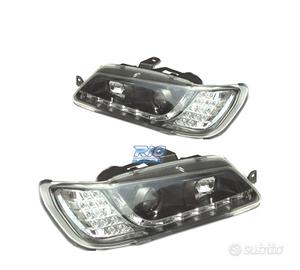 FARI PEUGEOT 306 93-97 LUCE DIURNA A LED FONDO NER
