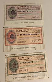 Mini assegni Banca del Salento 1967