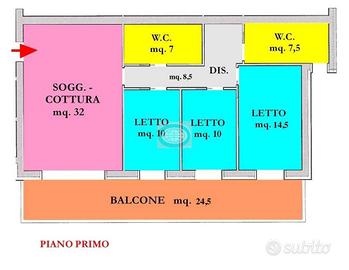 Appartamento di 136 m² con 4 locali e box auto a C