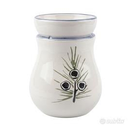 Iliana Bruciaessenze in Ceramica Bianca Ramo di Pi