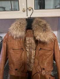 Giubbotto vera pelle con collo in pelliccia vera