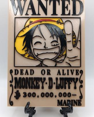 One Piece Monkey D Luffy Wanted Poster Wall Art 3D