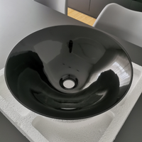 Lavabo da appoggio in ceramica nero lucido 40,5 cm