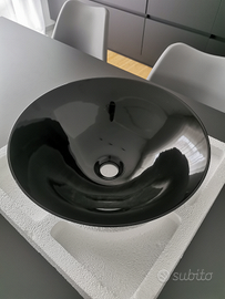 Lavabo da appoggio in ceramica nero lucido 40,5 cm