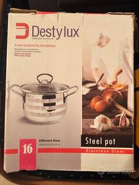 Padella inox 24 cm Destylux, Pentola inox 16 cm De