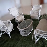 SET SALOTTO ESTERNO IN RATTAN 5 POSTI E TAVOLINO
