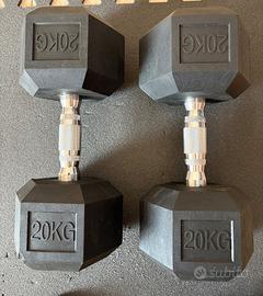 COPPIA MANUBRI ESAGONALI GOMMATI 20 KG+20 KG