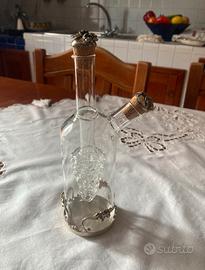 Oliera doppia vetro con base argento vintage