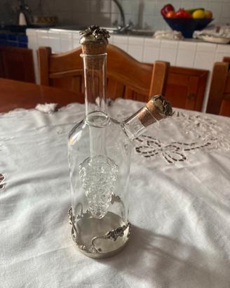 Oliera doppia vetro con base argento vintage