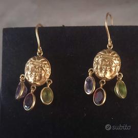 orecchini in oro giallo 18 kt con pietre 