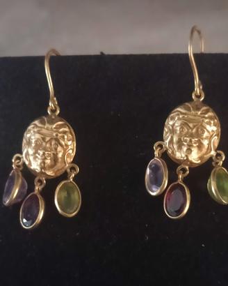 orecchini in oro giallo 18 kt con pietre 