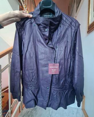 Giacca in pelle viole nuova 42/44
