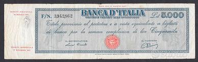 TITOLO PROVVISORIO LIRE 5000 DEL 1948