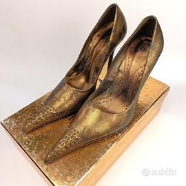 Scarpe décolleté color oro tacco alto donna n°38