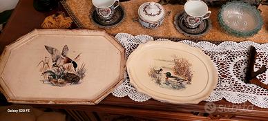 due vassoio legno anatre vintage design. rustico 