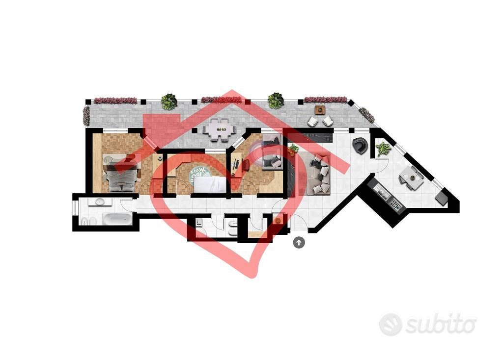 Appartamento di 124 m² con 4 locali e box auto a S - Vista 3