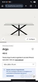 Tavolo Argo Kave Home – Vetro e Acciaio (200x100 