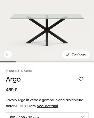 Tavolo Argo Kave Home – Vetro e Acciaio (200x100 