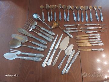 Set Posate placcate argento shabby chic 42 pezzi.