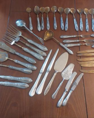 Set Posate placcate argento shabby chic 42 pezzi.