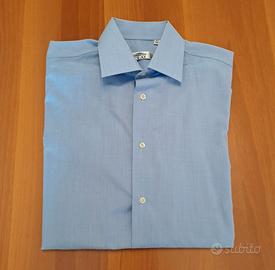 Camicia uomo celeste cotone taglia 39 cm 15"1/2