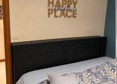 IKEA testiera letto matrimoniale con libreria nera