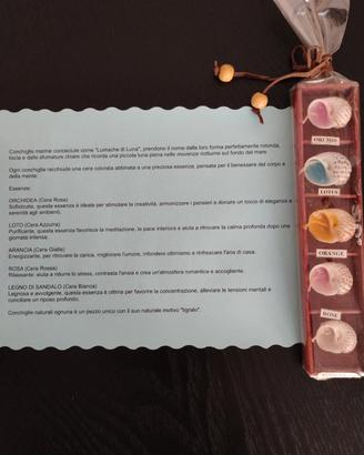 5 candeline essenze profumate con conchiglia Luna