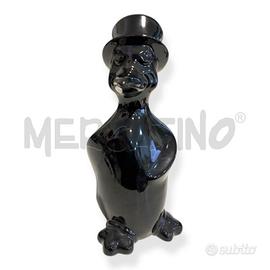 STATUETTA PAPEROTTO NERO LUCIDO CERAMICA 30 CM