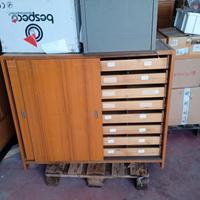cassettiera laboratorio vintage legno 