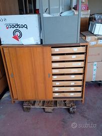 cassettiera laboratorio vintage legno 