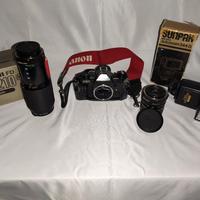 AE1 program Canon con 2 teleobiettivi e flasc