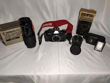 AE1 program Canon con 2 teleobiettivi e flasc