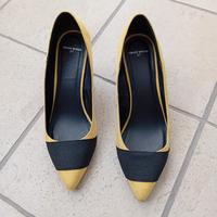 scarpe gialle in camoscio/ inserto nero belle n.37