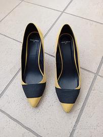 scarpe gialle in camoscio/ inserto nero belle n.37