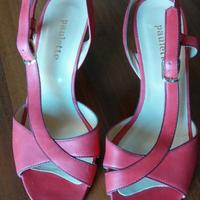 Sandali in vera pelle color rosso corallo