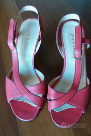 Sandali in vera pelle color rosso corallo