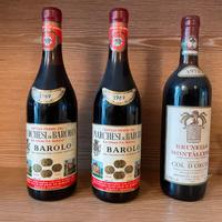 2 bottiglie di vino barolo e 1 brunello montalcino