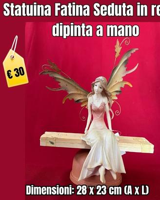 Statuina Fatina Seduta in resina dipinta a mano