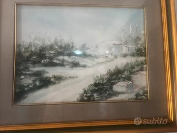 dipinto  olio “Paesaggio innevato” di Fontana