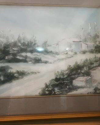 dipinto  olio “Paesaggio innevato” di Fontana
