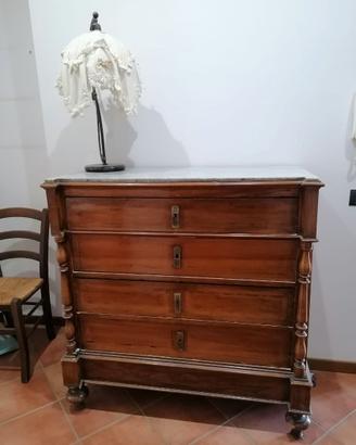 Comò cassettone siciliano XIX sec. piano in marmo