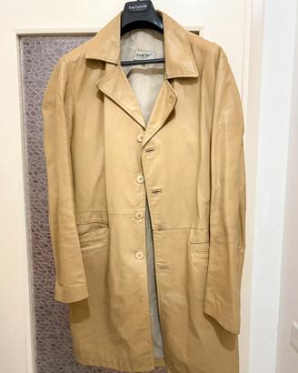 Cappotto di pelle vintage Saschcolore Tan cuoio XL