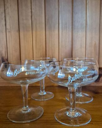 4 bicchieri buton rosso antico