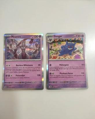Lotto Gengar e mewtwo holo rare Pokémon 151 ita
