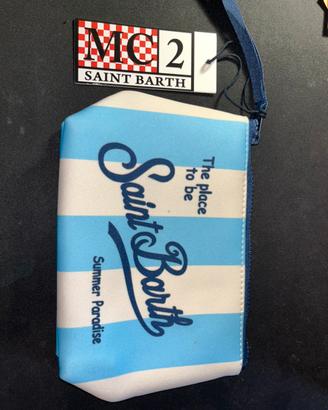 Pochette saint barth strisce bianche e blu