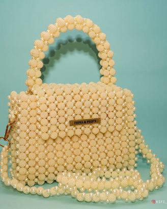 Borsa donna in perle elegante con tracolla