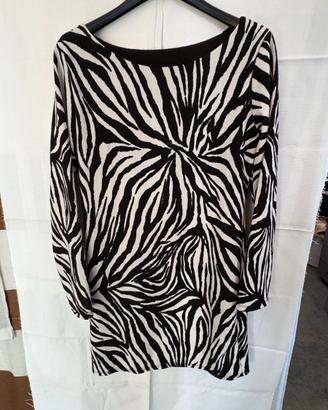 Abito Donna Elasticizzato Zebrato - Black & White