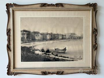 M. Miollo - Quadro a china e carboncino anni 60