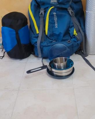 zaino per scoutismo, sacco a pelo, gavetta