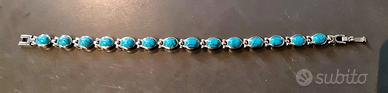 Braccialetto donna acciaio e charms color turchese